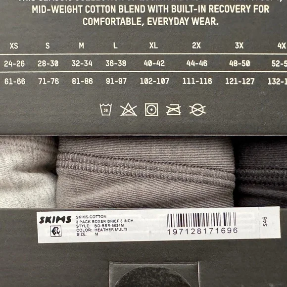 NIB - SKIMS 3" Inseam Men's Boxer Briefs - 3-pack - Size Medium - Heather Multi - Picture 7 of 7